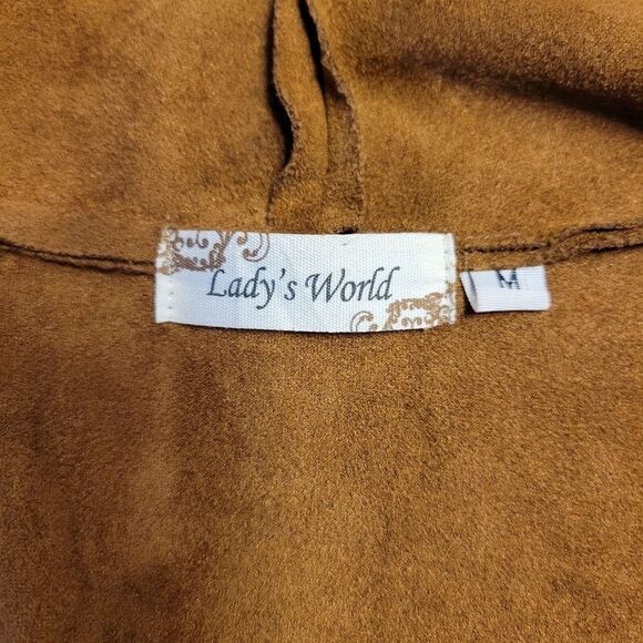 Lady's World Fringe Jacket Faux Suede Boho Hippie Western Women's Medium - Picture 8 of 8